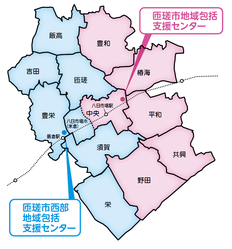 地域包括支援センター担当地区分担図