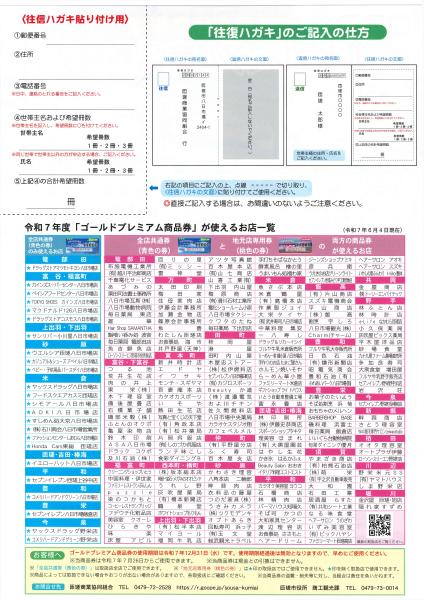 ゴールドプレミアム商品券チラシ裏